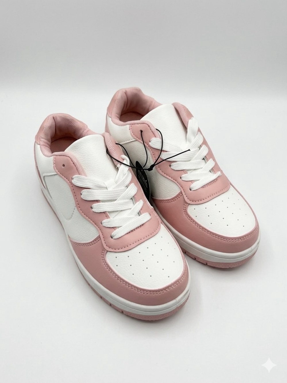 Kids White and Pink Low-Top Sneakers